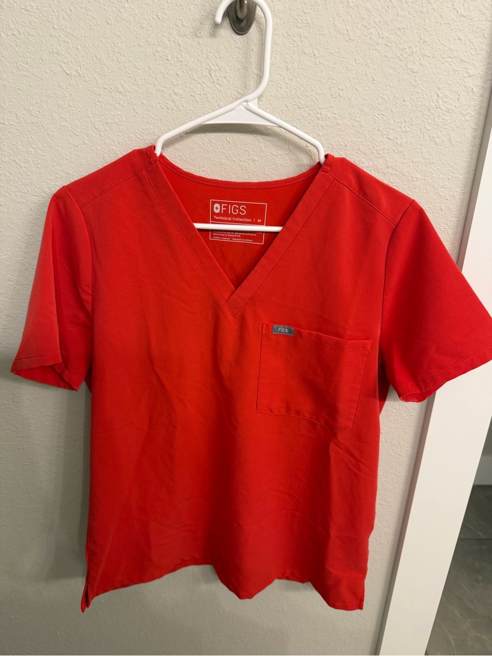 FIGS V-Neck Scrub Top in Red